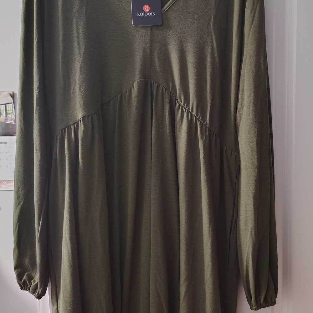 Green Long Sleeve Relaxed Tunic